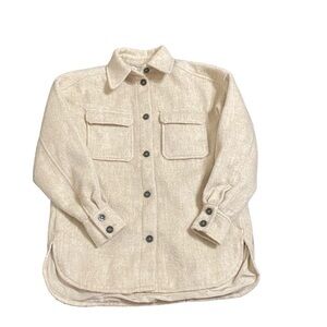 NWT H&M Long Oversize Shacket Cream Lined Sz XS